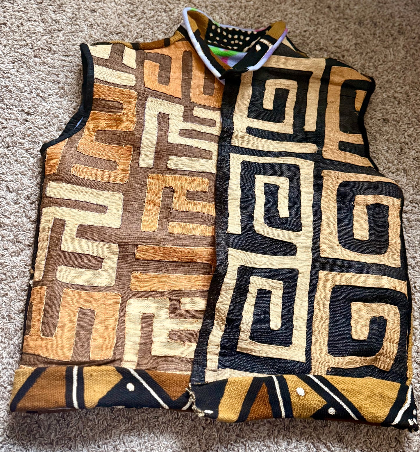 Double side Vest (Mudcloth and Kuba Handcrafted.)