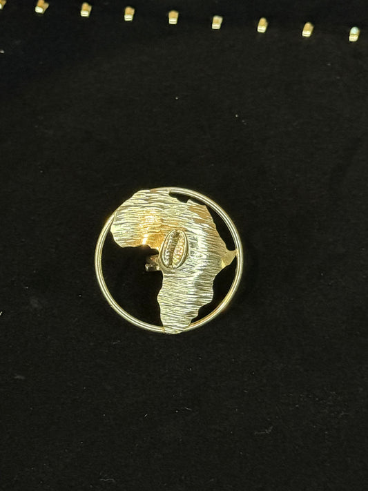 Gold plated Africa ring with cowrie shell accents