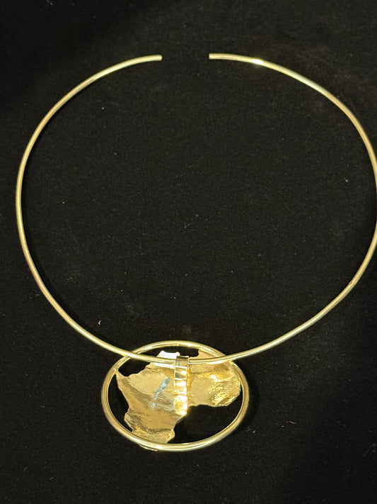 Gold plated brass Africa Necklace with cowrie shell accent